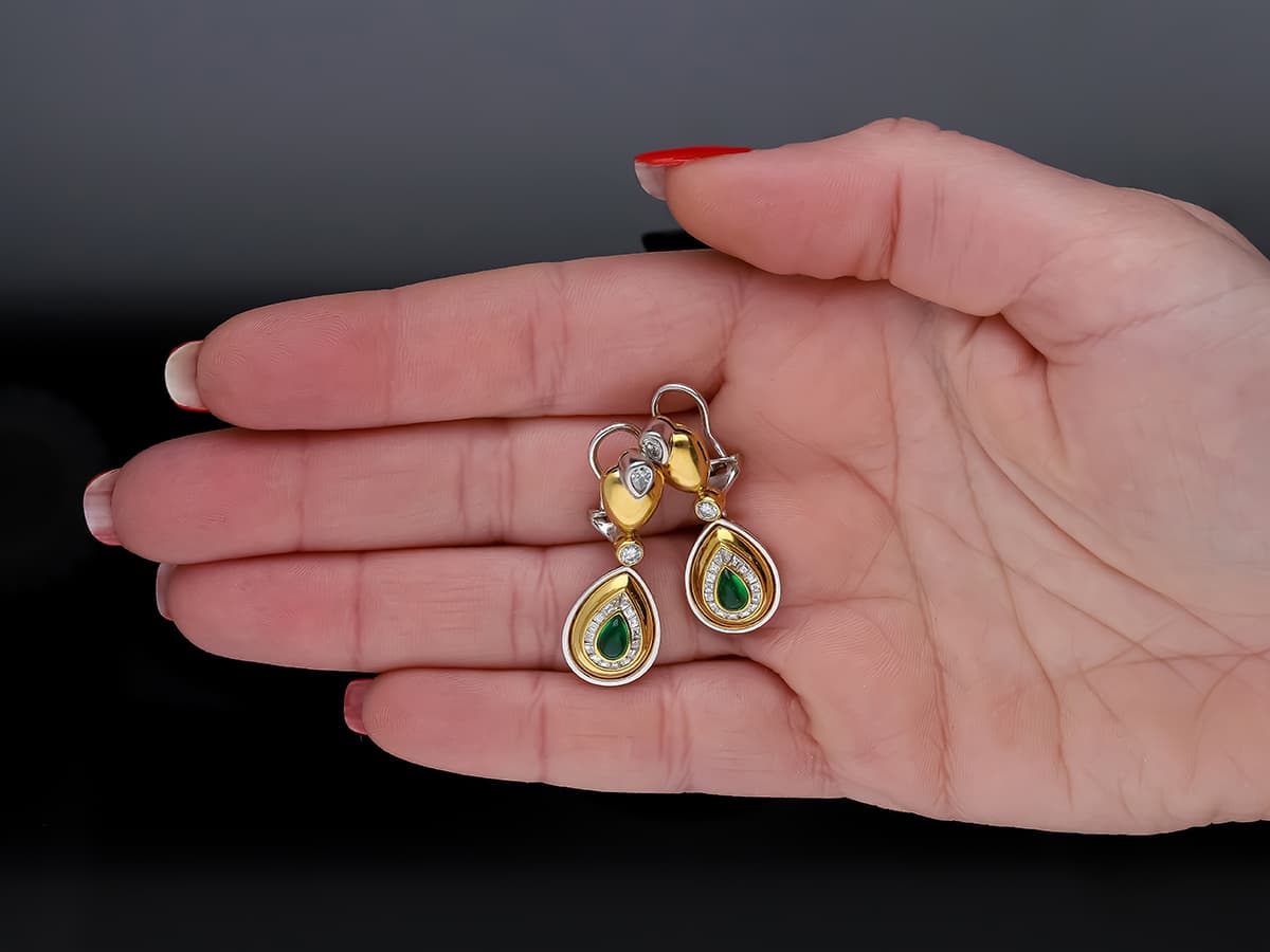 Ohrringe+1,50+ct.+Smaragde,+Diamanten+750+Gelbgold+18+Karat - image 5