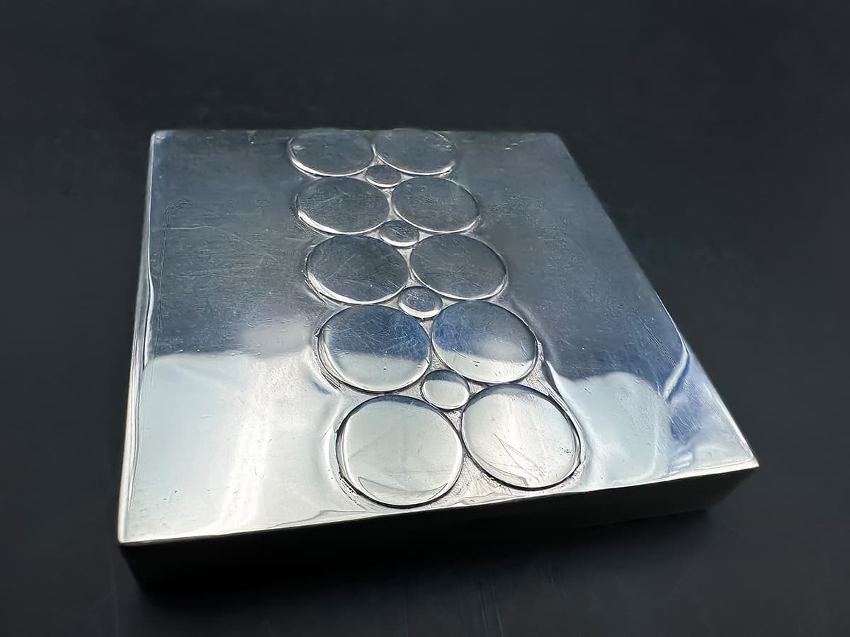 Silber+Deckel+Dose,+signiert+mit+"MR+und+Sterling"+in+Cartier+Leder+Hülle - image 2