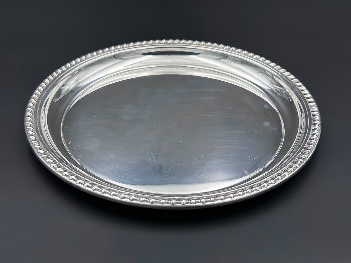 rundes+Cartier+Tablett+aus+Sterling+Silber,+267+Gramm