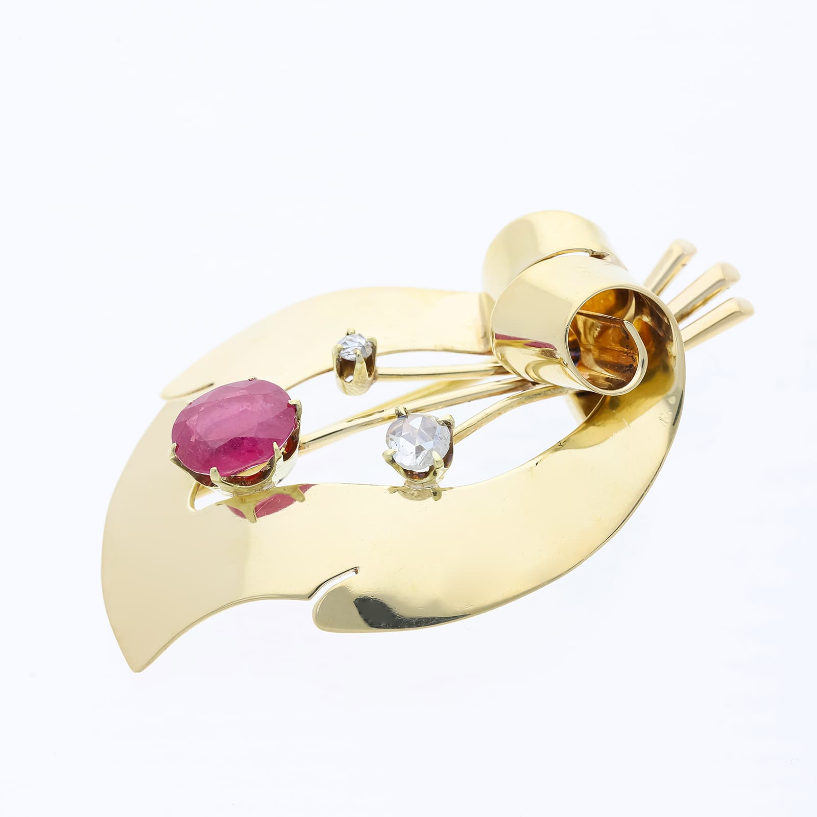 Cartier+Brosche+1,70+ct.+Rubin,+Diamant+585+Gelbgold+14+kt.