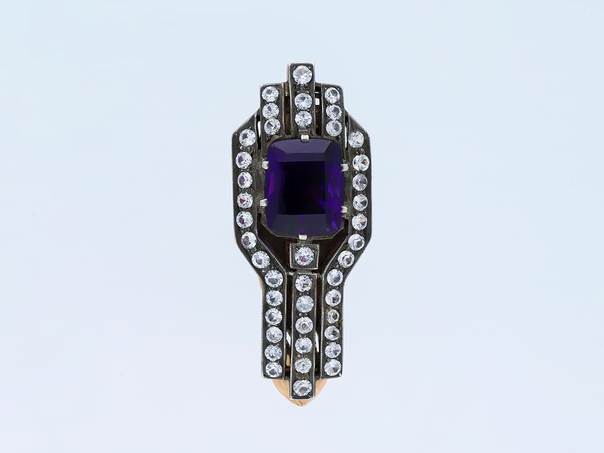Brosche+6,00+ct.+Amethyst,+Saphir+375+Rose+Gold+9+kt. - image 2