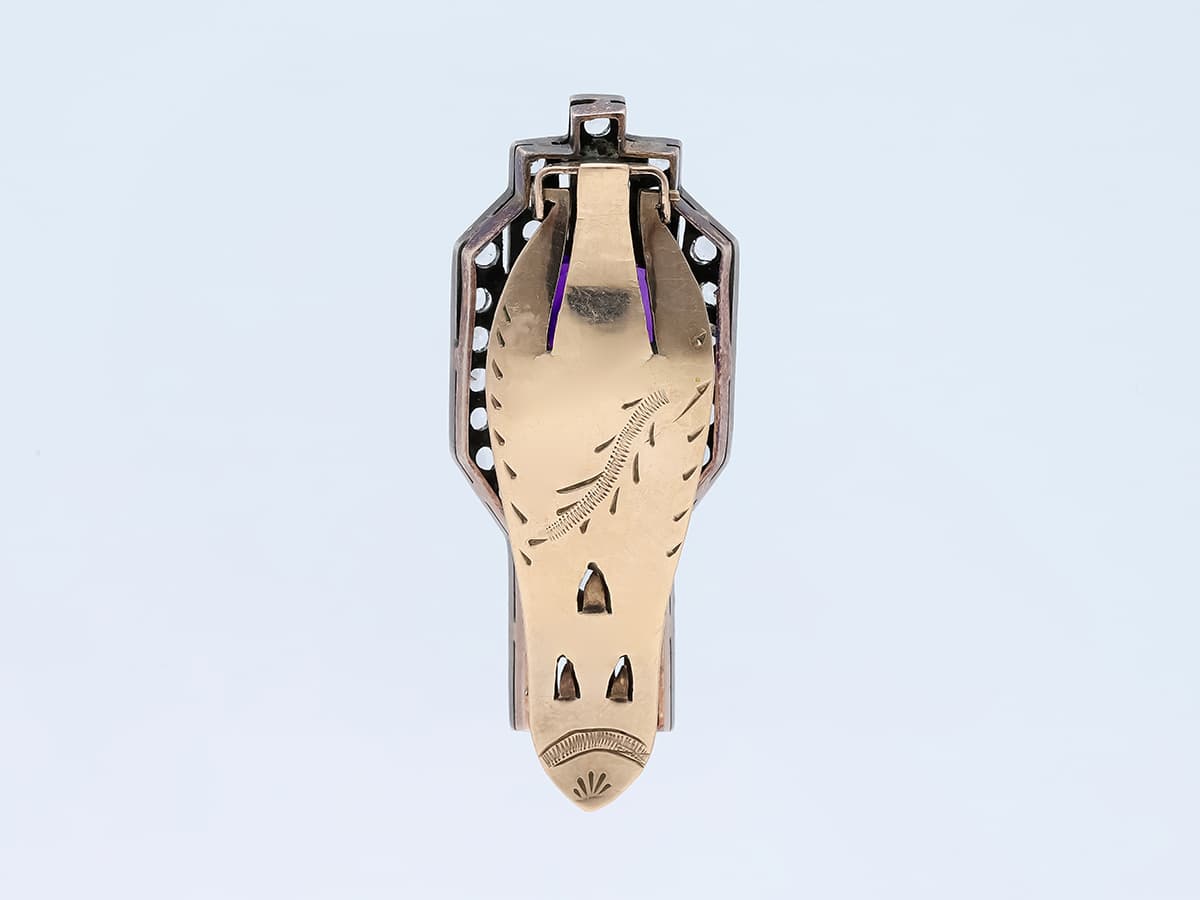 Brosche+6,00+ct.+Amethyst,+Saphir+375+Rose+Gold+9+kt. - image 3