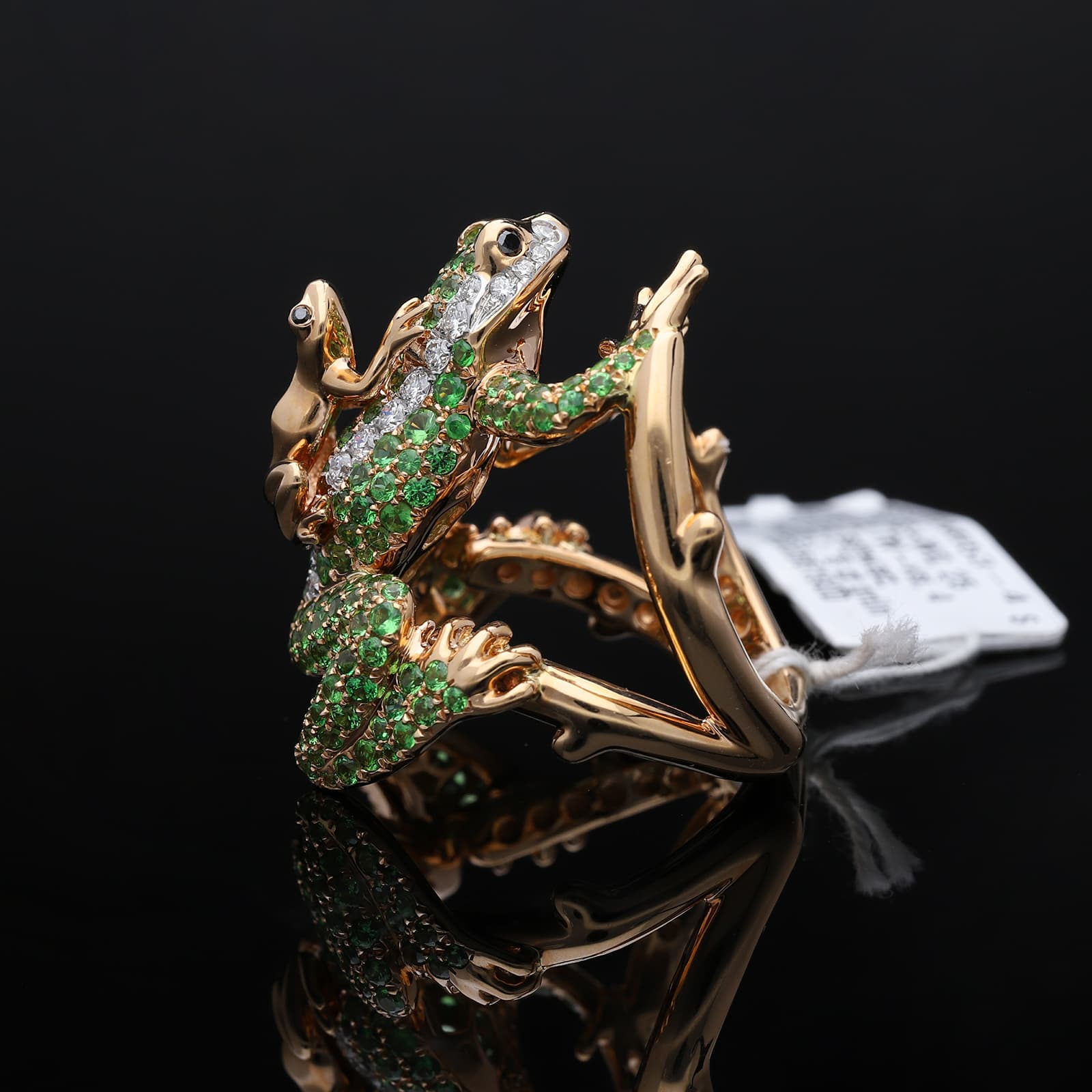 Ring+3,14+ct.+Tsavorith,+Diamanten+750+Rotgold+18+kt.+Neu