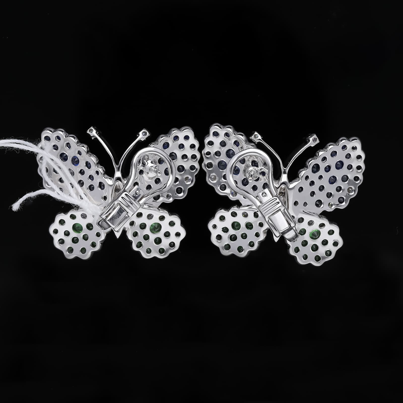Ohrstecker+7,30+ct.+Saphir,+Tsavorith,+Diamanten+750+Weißgold+18+kt.+Neu - image 3