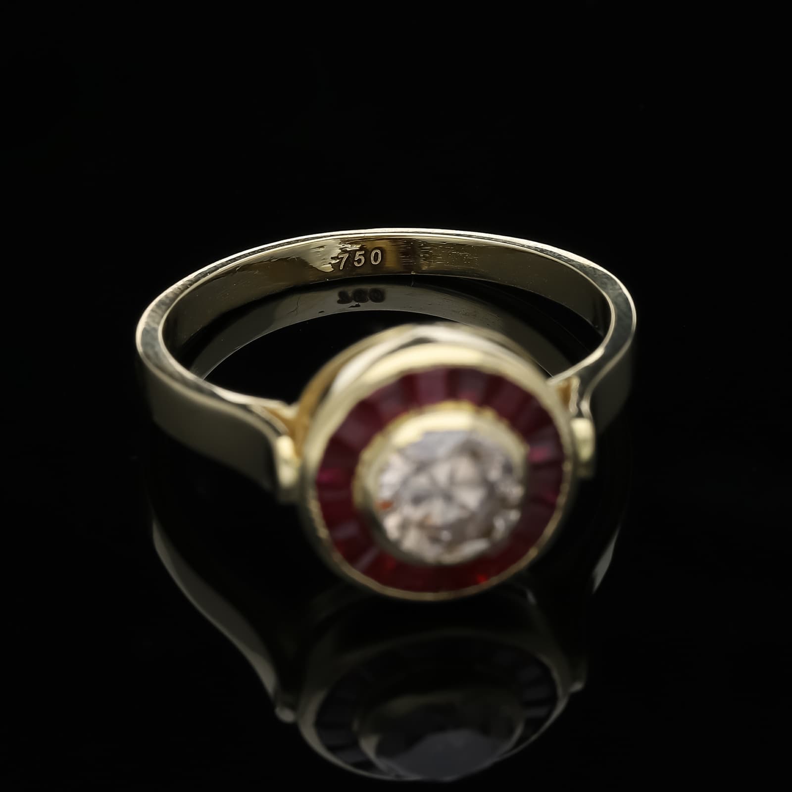 Ring+0,90+ct.+Diamant,+Rubin+750+Gelbgold+18+kt. - image 5