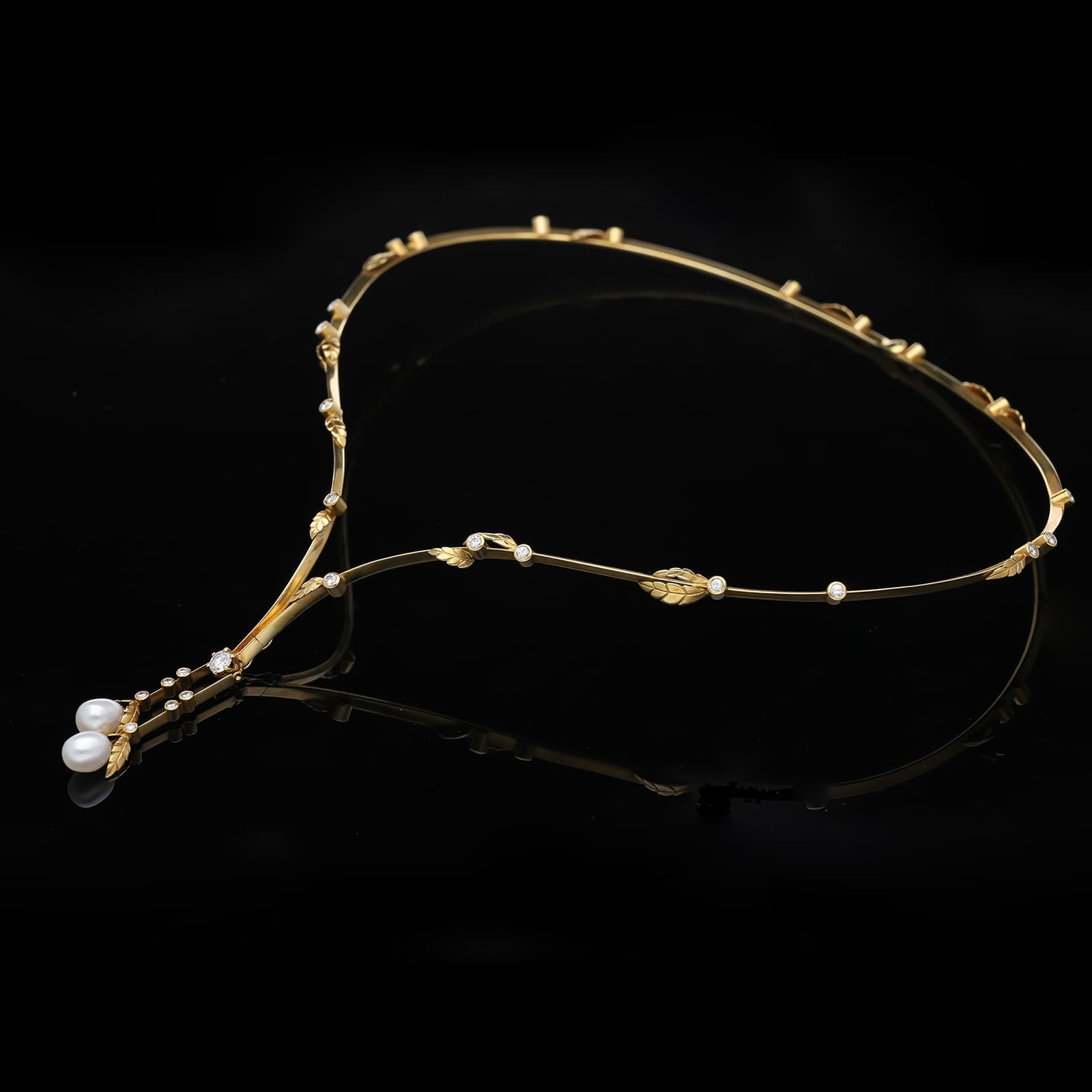 Collier+1,20+ct.+Diamanten,+Zucht+Perle+750+Gelbgold+18+kt. - image 2
