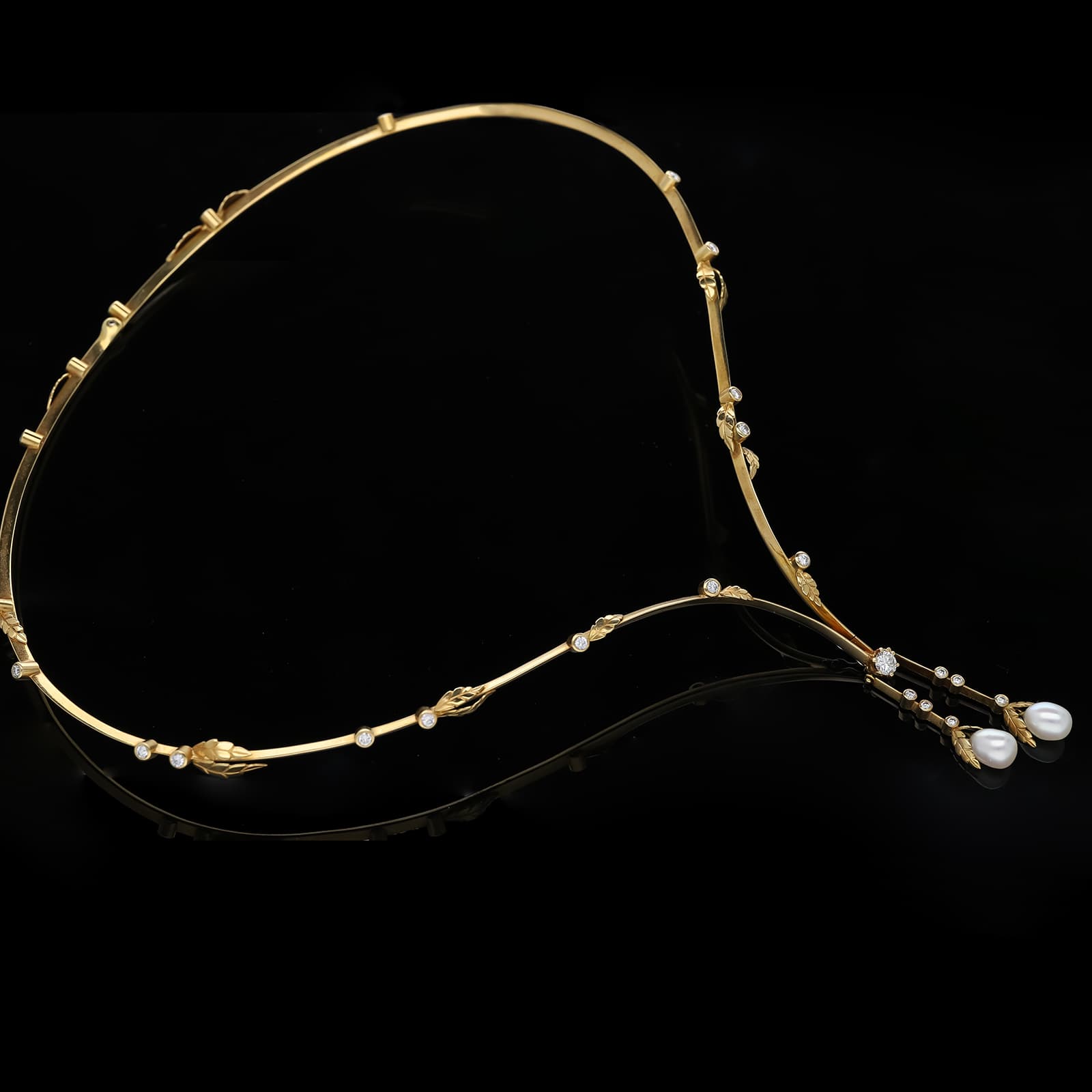 Collier+1,20+ct.+Diamanten,+Zucht+Perle+750+Gelbgold+18+kt. - image 3
