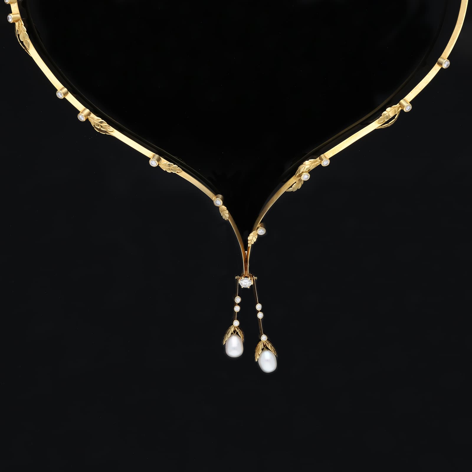 Collier+1,20+ct.+Diamanten,+Zucht+Perle+750+Gelbgold+18+kt. - image 4