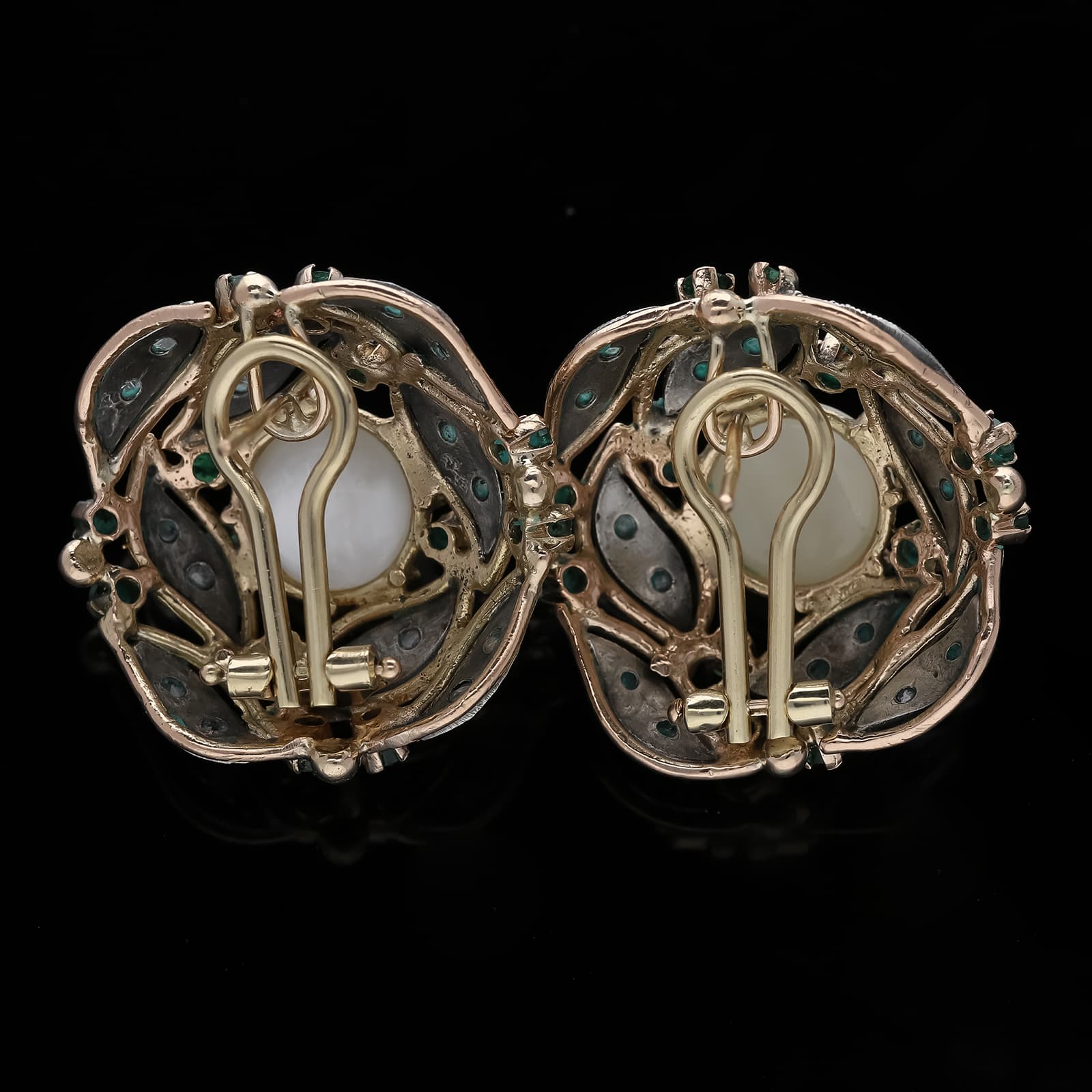 Ohrstecker+0,60+ct.+Smaragd,+Diamanten+585+Roségold+14+kt. - image 2