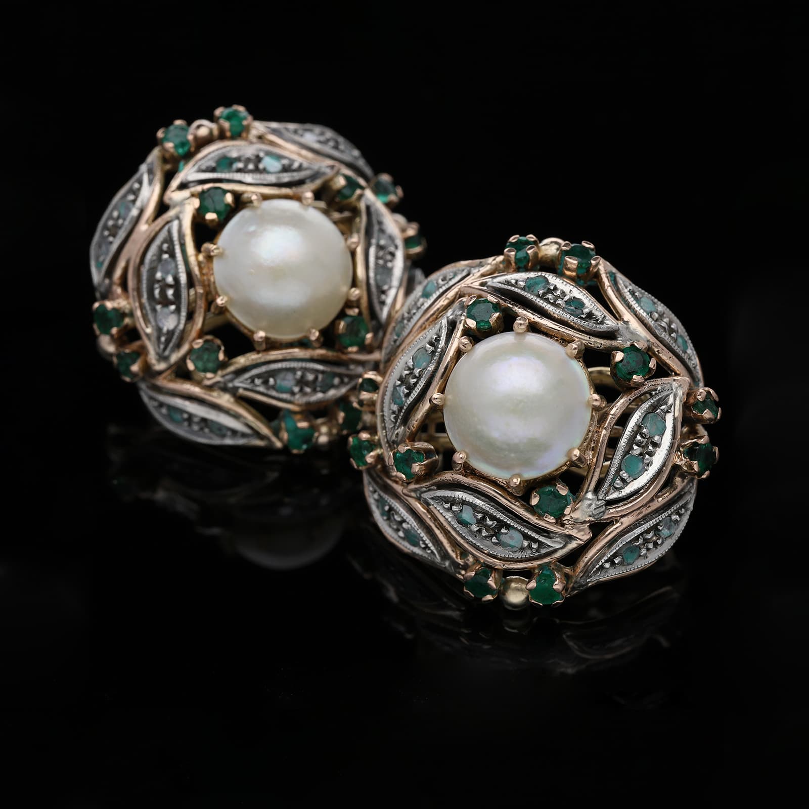 Ohrstecker+0,60+ct.+Smaragd,+Diamanten+585+Roségold+14+kt. - image 3