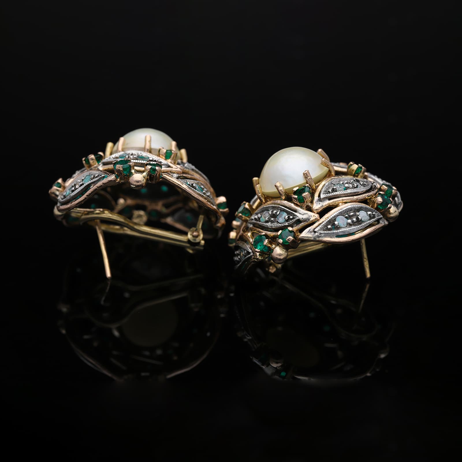 Ohrstecker+0,60+ct.+Smaragd,+Diamanten+585+Roségold+14+kt. - image 4