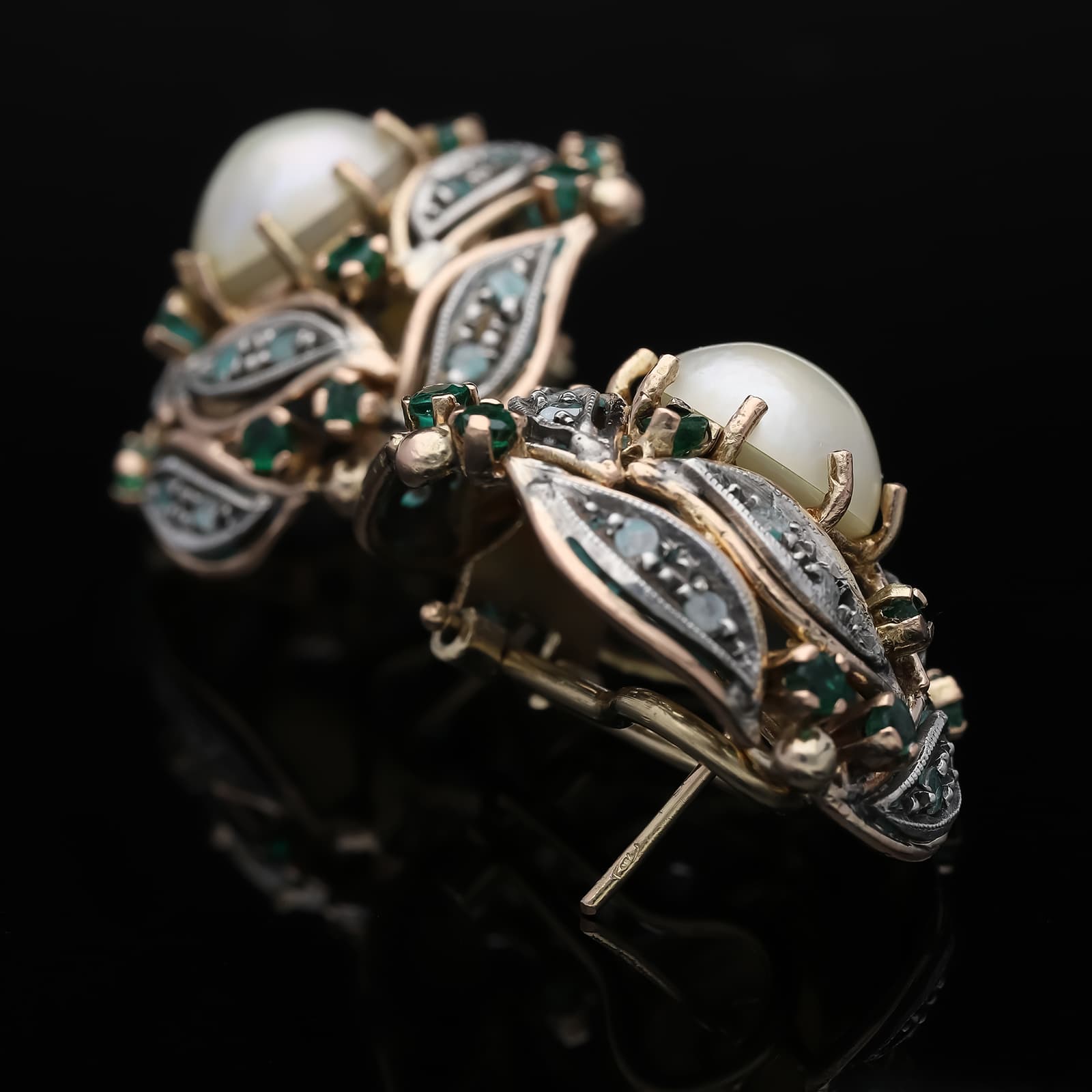 Ohrstecker+0,60+ct.+Smaragd,+Diamanten+585+Roségold+14+kt. - image 5