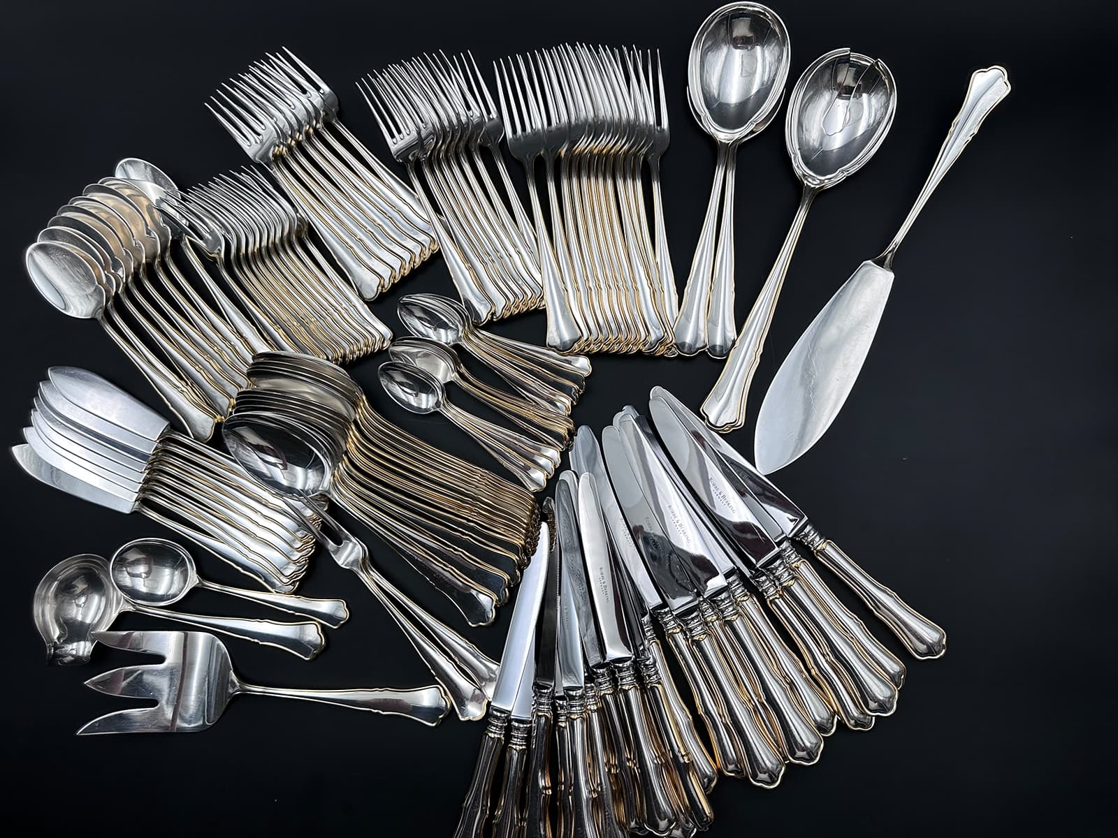 Robbe+&+Berking+–+Modell+„Alt-Chippendale"+Sterling+Silber+Besteck.