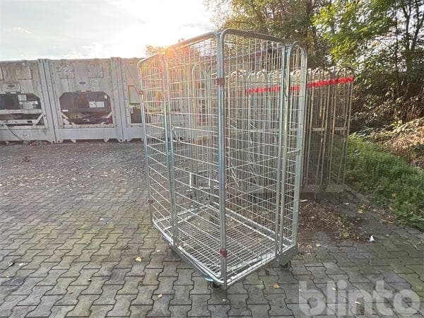 10 Collapsible Galvanized Mesh Roll Containers on Wheels