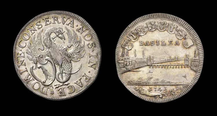 Basel, 1/2 Taler 1741, HMZ 2-100d, Kratzer/kleiner Randfehler, vorzüglich bis Stempelglanz. Aus der Sammlung Gebrüder Weibel. - image 2