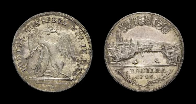 Basel, 1/2 Taler 1786, HMZ 2-100k, fast Stempelglanz. Aus der Sammlung Gebrüder Weibel. - image 2