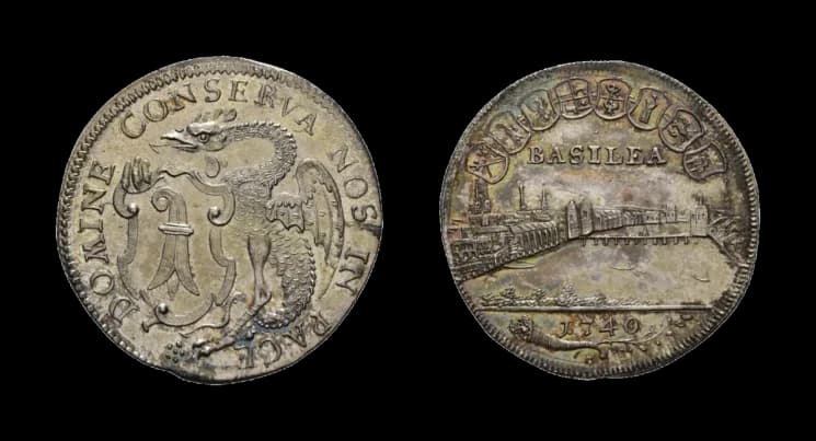 Basel, 1/4 Taler 1740, HMZ 2-102d, Schrötlingsfehler am Rand, fast Stempelglanz. Aus der Sammlung Gebrüder Weibel. - image 2