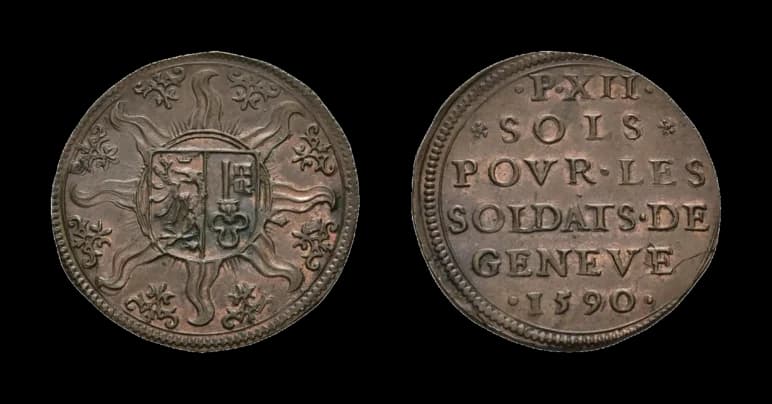 Genf, 12 Sols 1590, Brause-Mansfeld Tf. 28, 2; HMZ 2-299, vorzüglich bis Stempelglanz. Aus der Sammlung Gebrüder Weibel. - image 2