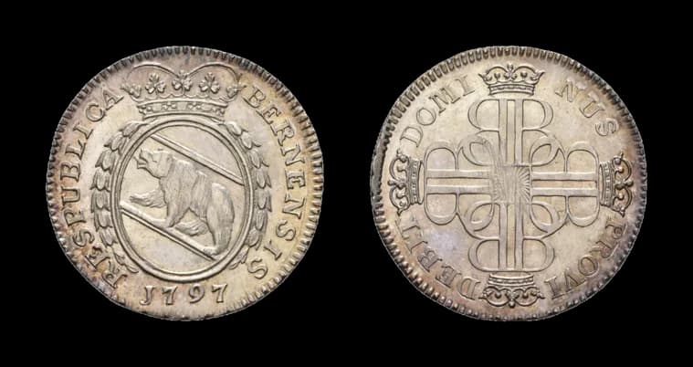 Bern, 20 Kreuzer 1797, HMZ 2-221l, fast Stempelglanz. Aus der Sammlung Gebrüder Weibel. - image 2