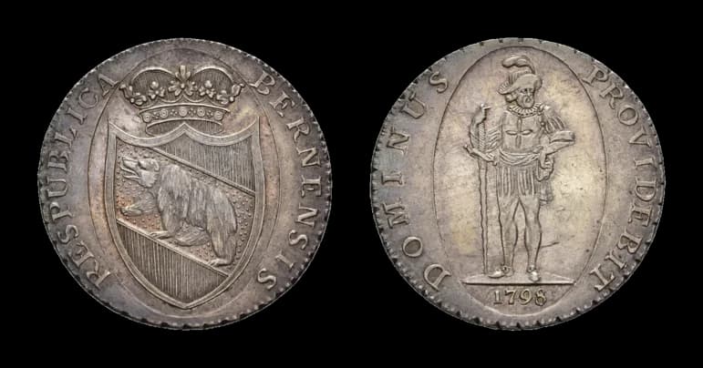 Bern, Taler 1798, breiter Krieger. HMZ 2-218e, vorzüglich. Aus der Sammlung Gebrüder Weibel. - image 2