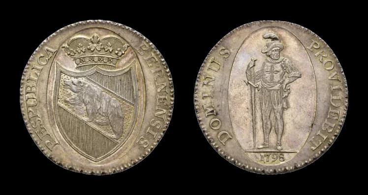 Bern, Taler 1798, breiter Krieger. HMZ 2-218e, vorzüglich+. Aus der Sammlung Gebrüder Weibel. - image 2