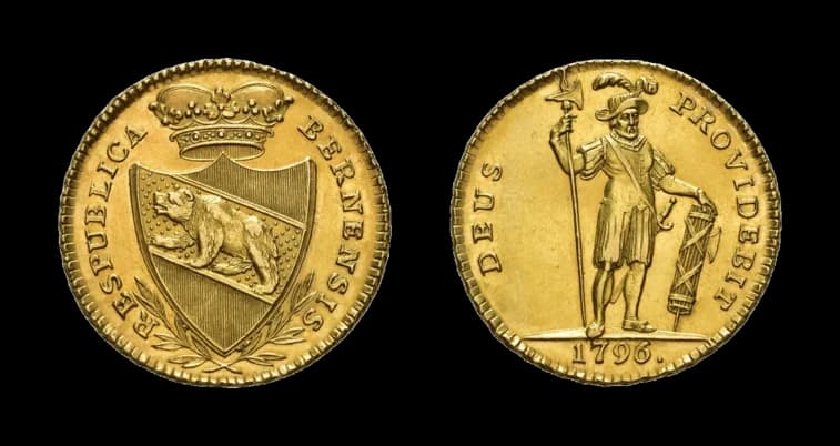 Bern, Doppelduplone 1796. HMZ 2-211f, Fb. 186, vorzüglich. Aus der Sammlung Gebrüder Weibel. - image 2
