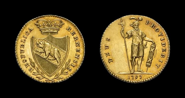 Bern, Duplone 1797. HMZ 2-213i, Fb. 187, sehr schön bis vorzüglich. Aus der Sammlung Gebrüder Weibel. - image 2