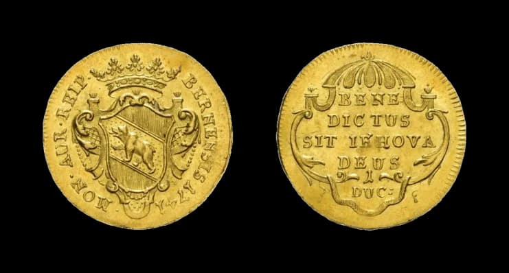 Bern, Dukat 1741. HMZ 2-215d, Fb. 172, etwas wellig, vorzüglich. Aus der Sammlung Gebrüder Weibel. - image 2