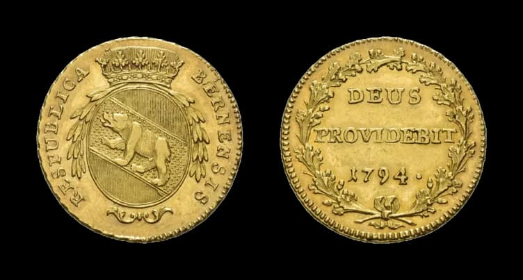 Bern, Doppelduplone 1794. HMZ 2-211b, Fb. 181, vorzüglich. Aus der Sammlung Gebrüder Weibel. - image 2