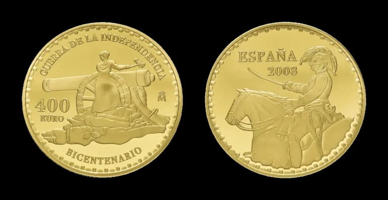 400 Euro 2008, Juan Carlos I., 200. Jahrestag des Spanischen Unabhängigkeitskrieges. Fb. 420, Mit Zertifikat in Ausgabeschatulle. Polierte Platte. - image 2