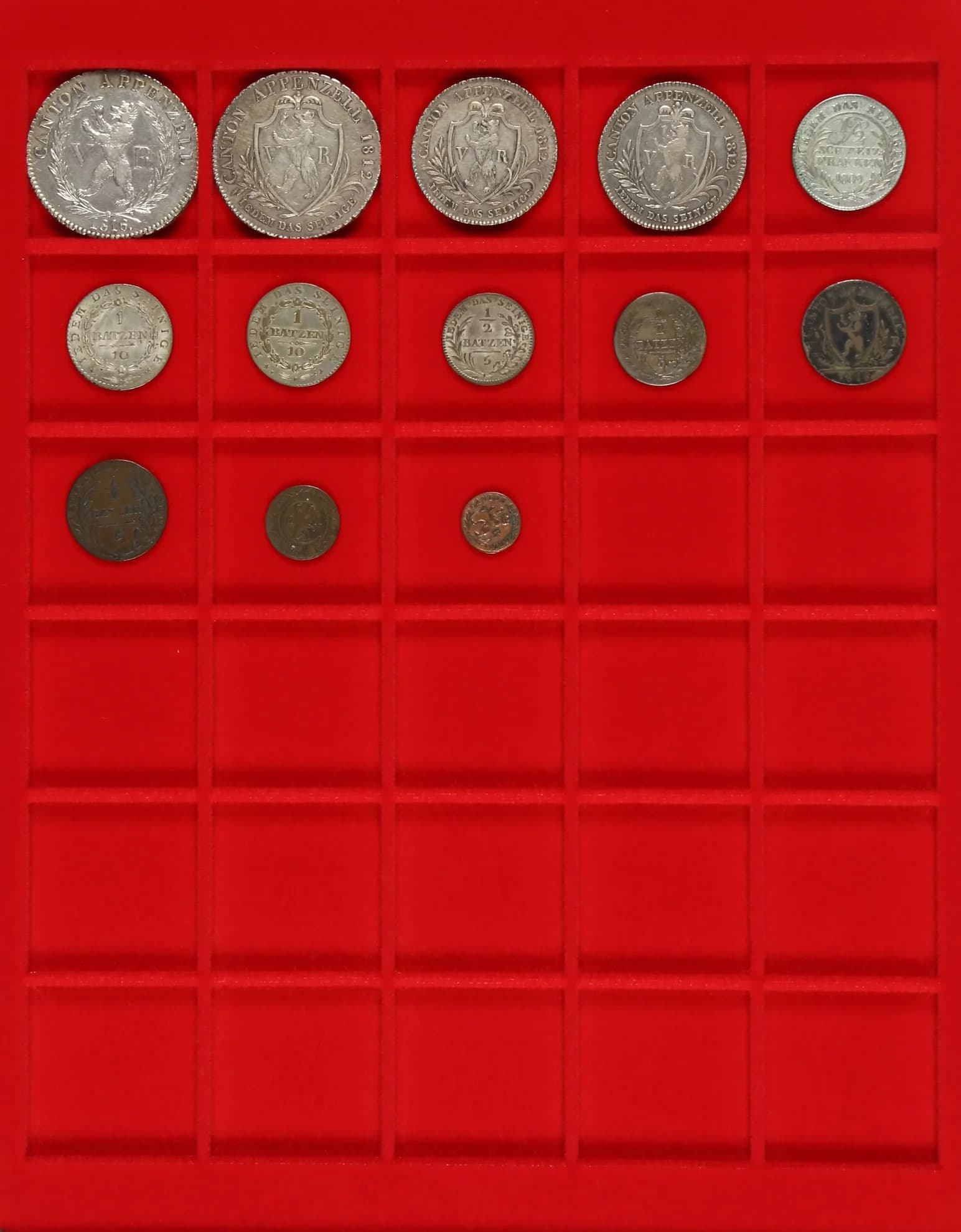 SCHWEIZ, APPENZELL, kleine Sammlung von 13 Münzen. Enthalten sind u.a. 4 Franken (Neutaler 1812 und 1816, 2 Franken 1812, 1/2 Franken 1812, 1 Batzen - image 2