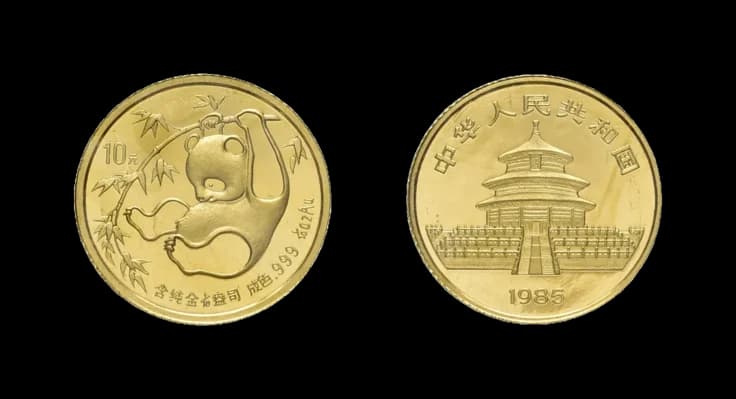 10 Yuan Gold 1985, Panda. Fb. B7, KM 115, verschweisst, Polierte Platte. - image 2