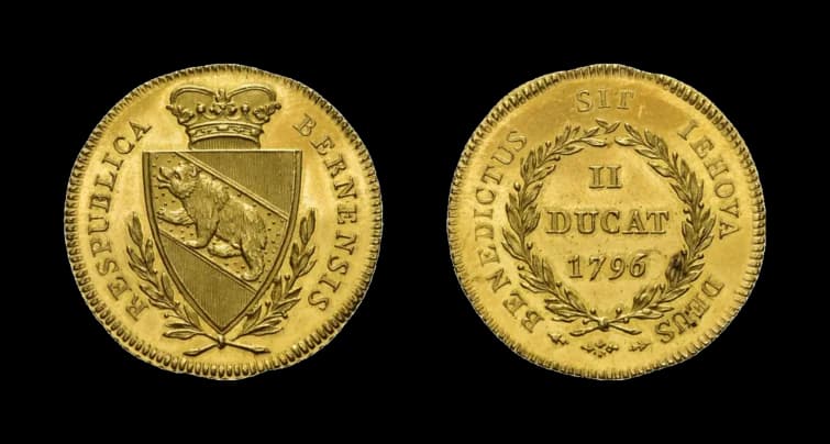 Bern, 2 Dukaten (6,88g) 1796. HMZ 2-212h, Fb. 179, kleine Kratzer, fast Stempelglanz. - image 2