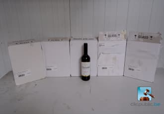 Set of non-alcoholic red wine bottles