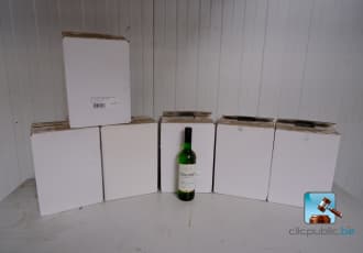 Set of non-alcoholic white wine bottles