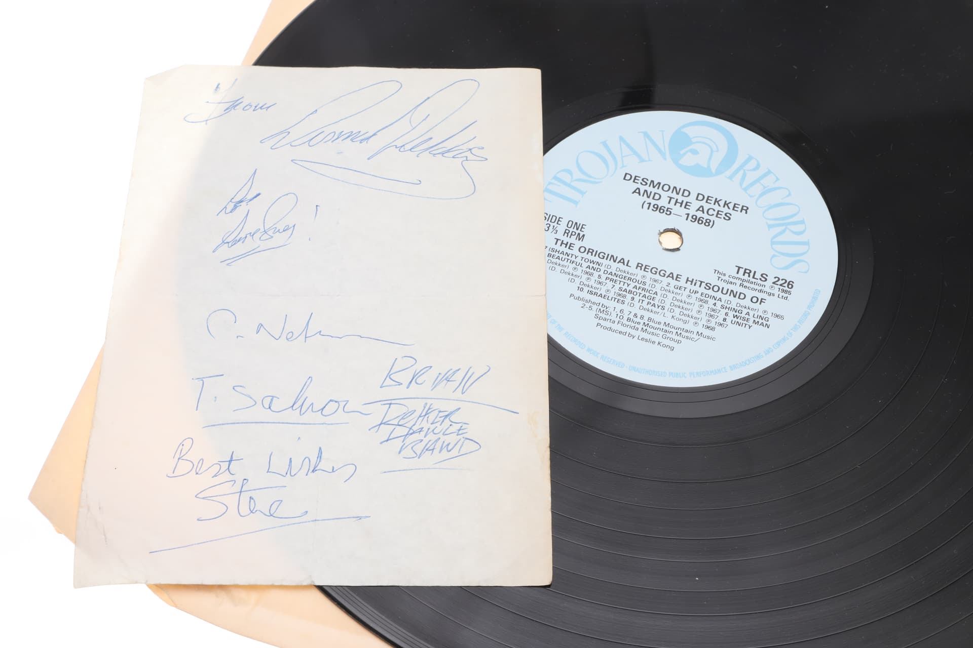 DESMOND DEKKER AND THE ACES – (1965–1971): THE ORIGINAL REGGAE HITSOUND LP, TROJAN TRLS 226, WITH SIGNED AUTOGRAPH SHEET. - image 4