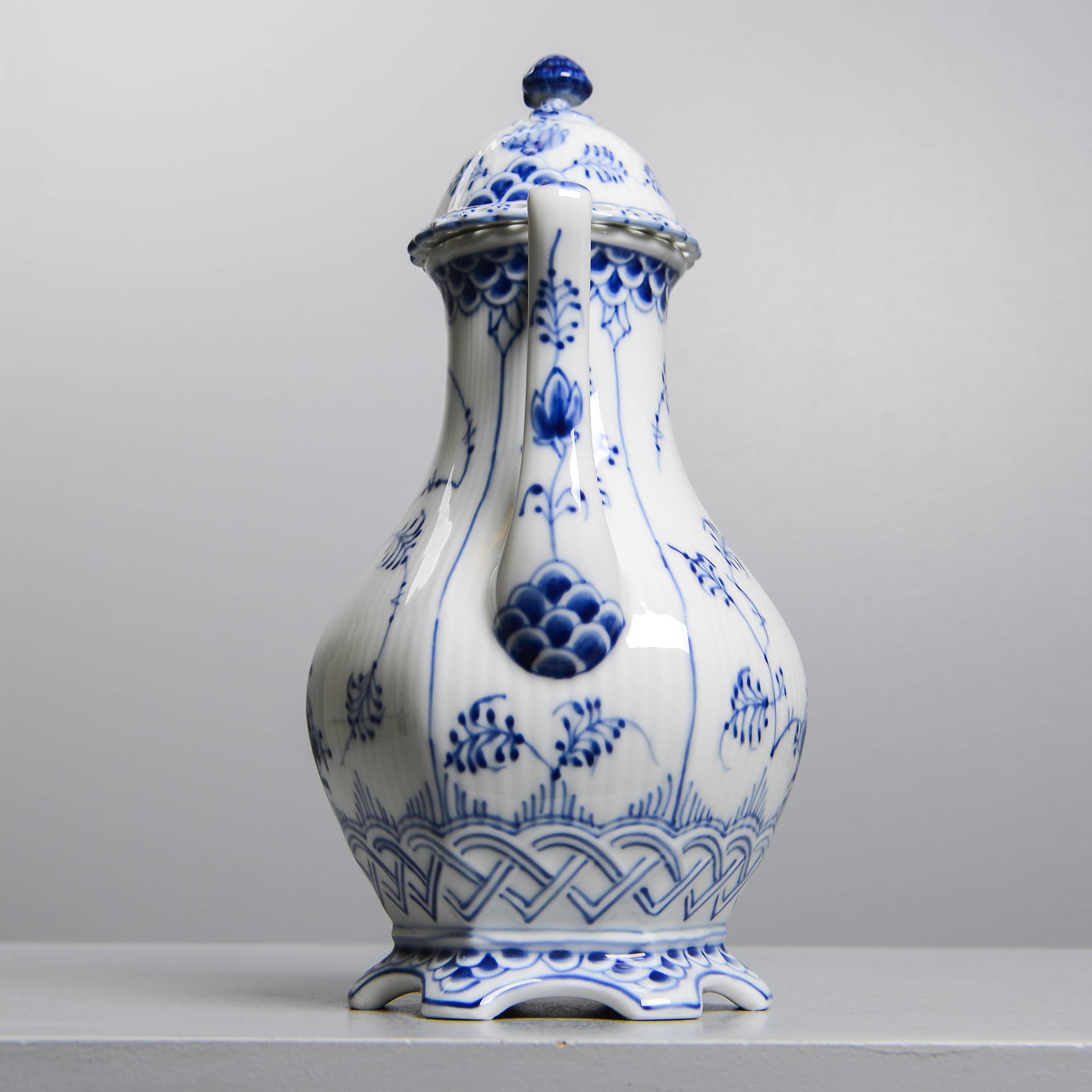 BLUE FLUTED, coffee pot, no. 1202, Full Lace, Royal Copenhagen, Denmark. - image 2
