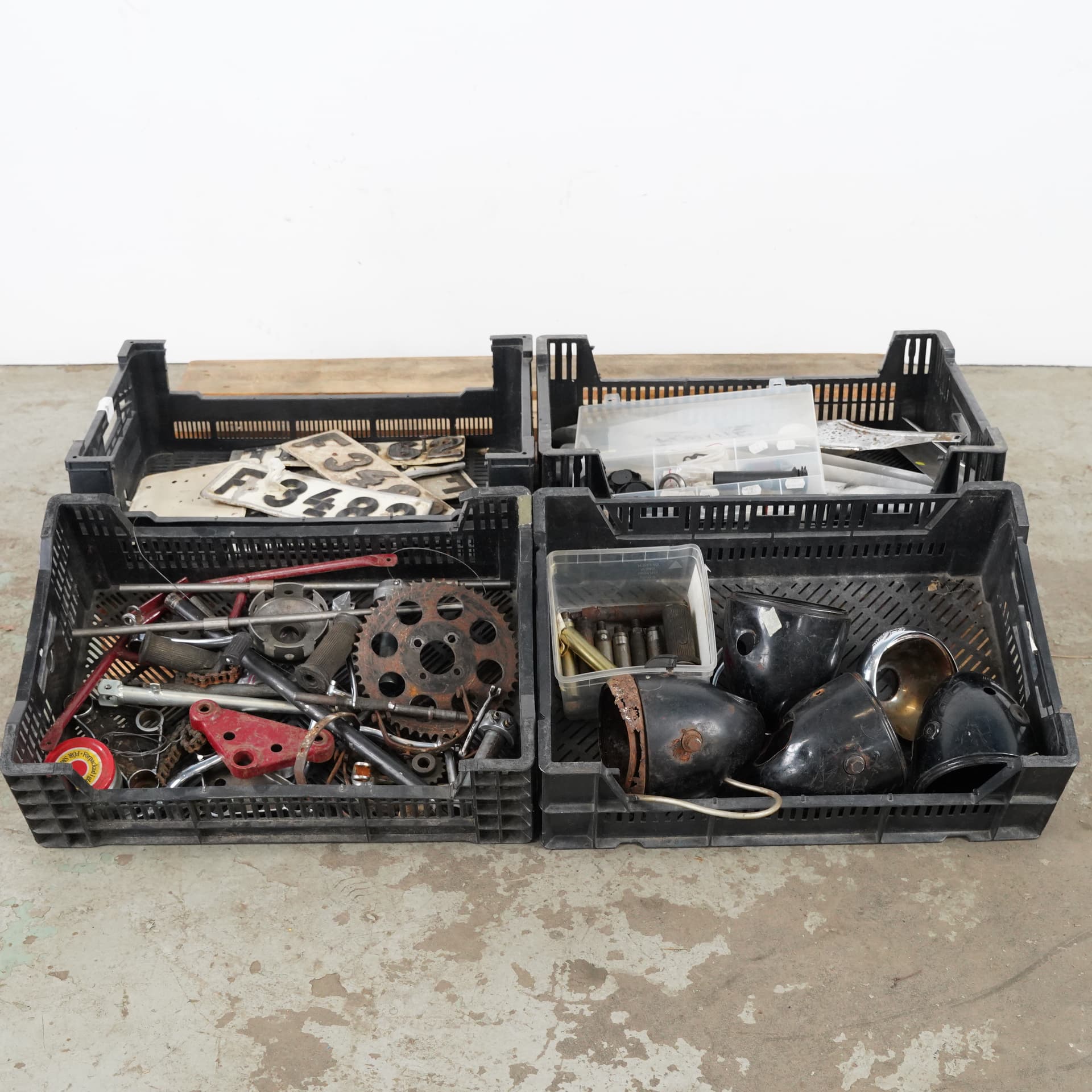 MOTORCYCLE PARTS, lot, 1950s, Sweden.