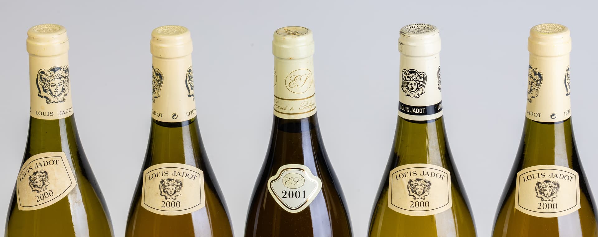 FIVE BOTTLES OF LOUIS JADOT PULIGNY-MONTRACHET WHITE BURGUNDY. - image 2