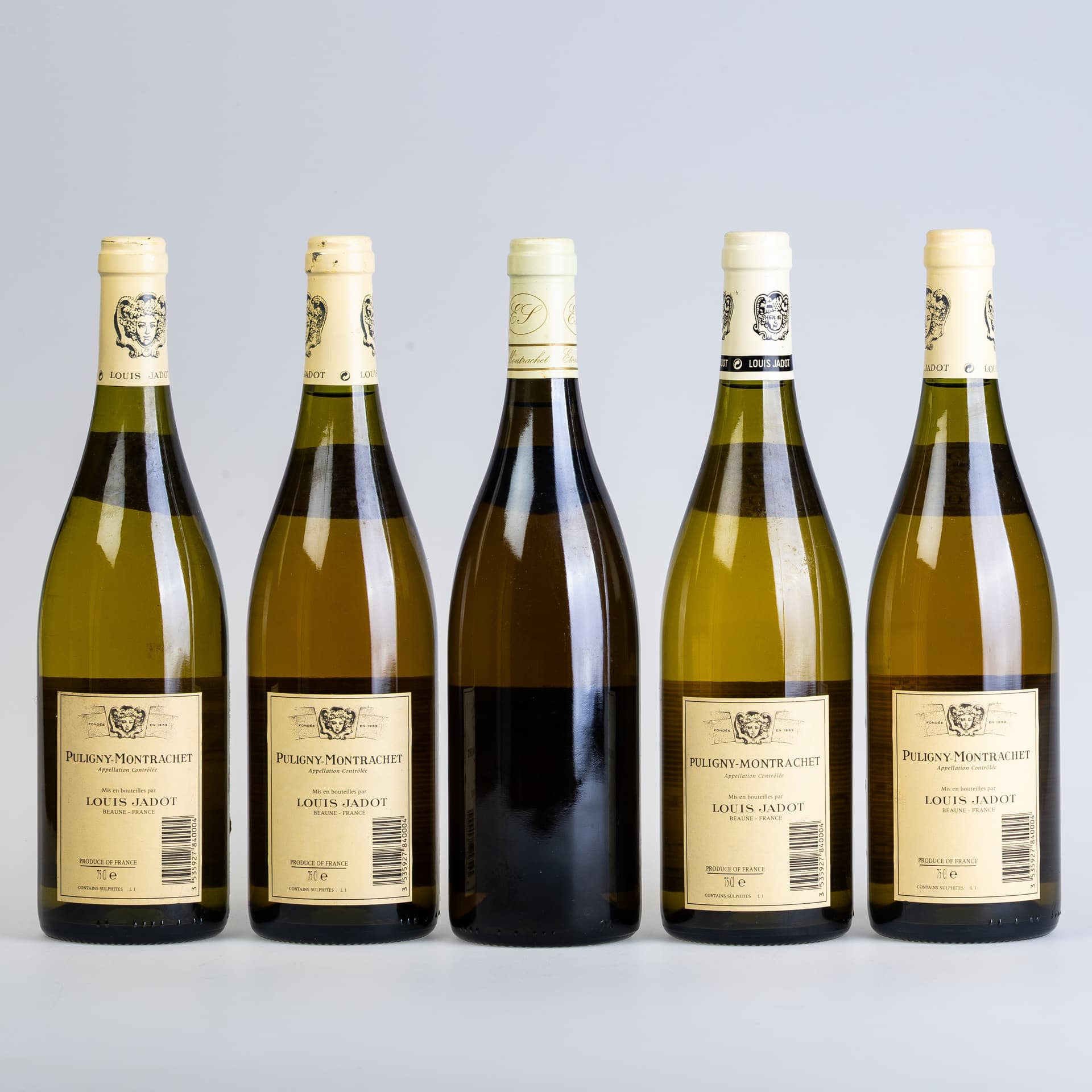 FIVE BOTTLES OF LOUIS JADOT PULIGNY-MONTRACHET WHITE BURGUNDY. - image 3