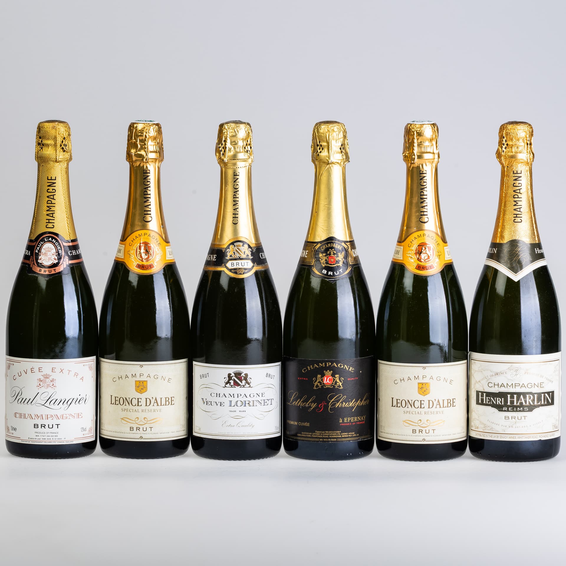 SIX BOTTLES OF CHAMPAGNE.
