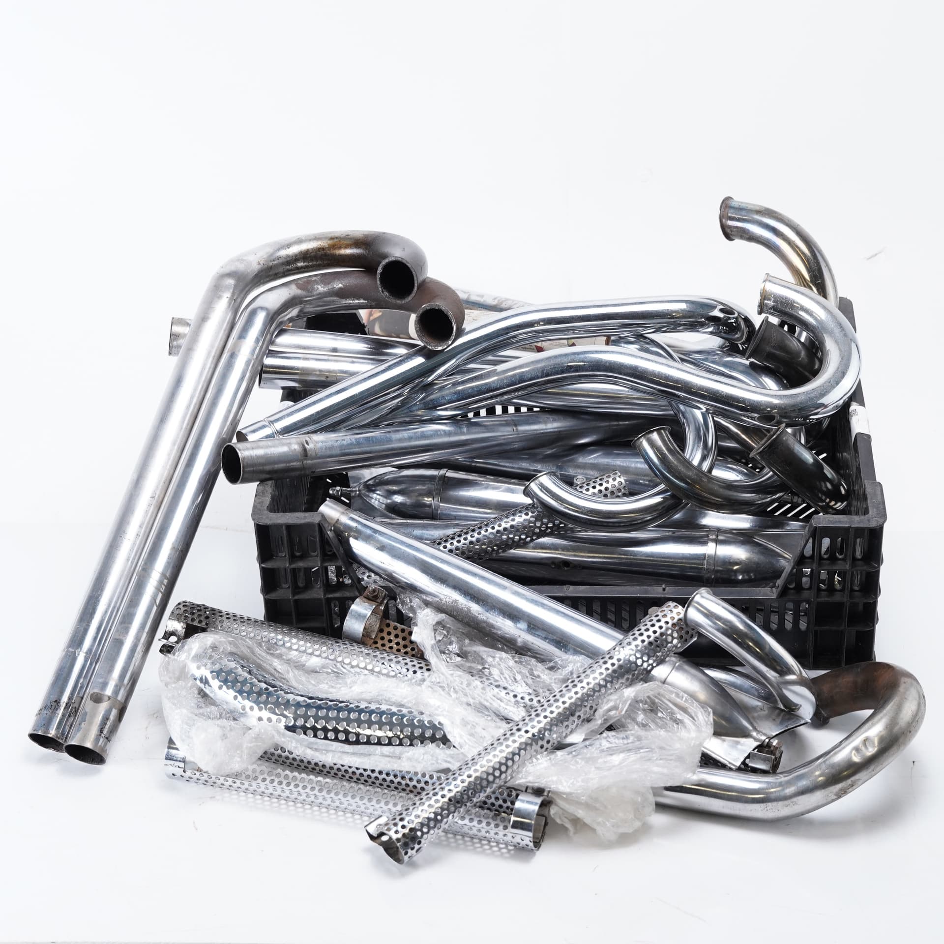 MONARK, lot of exhaust pipes, heat shields etc., 1950s.