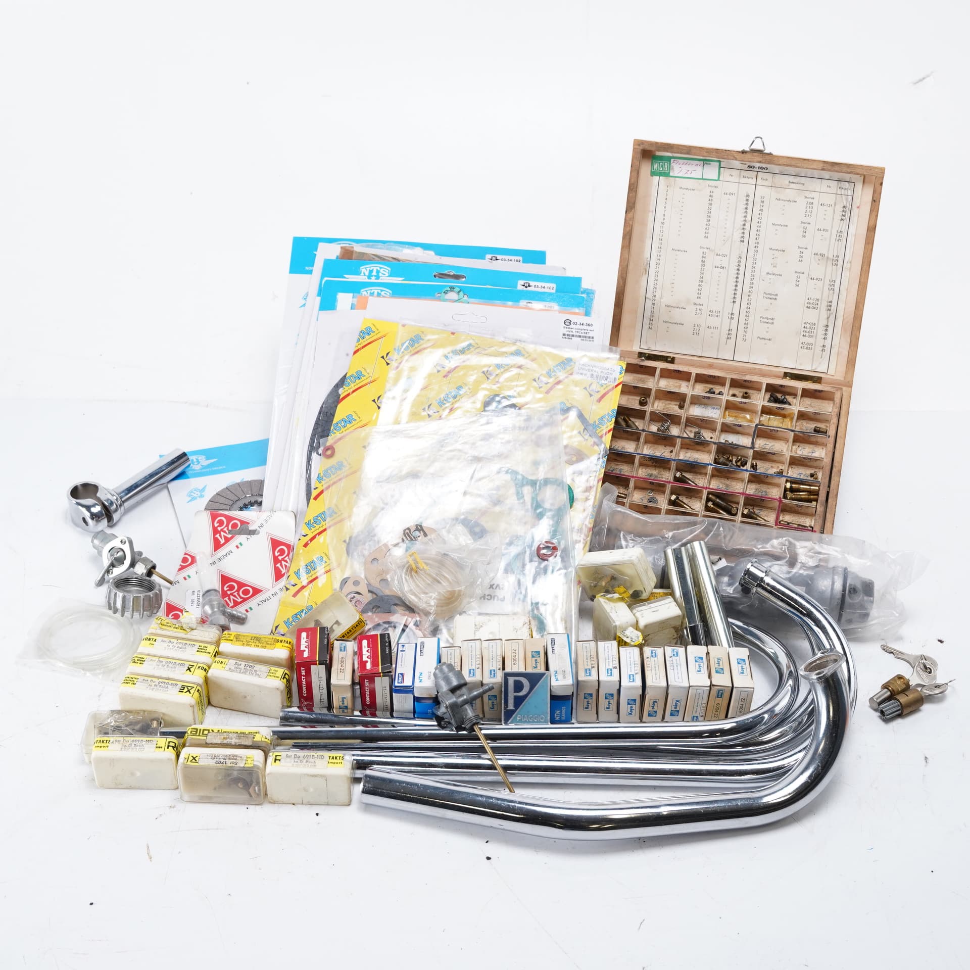 BING, PUCH, SACHS ETC., lot of parts, 1950s/60s.