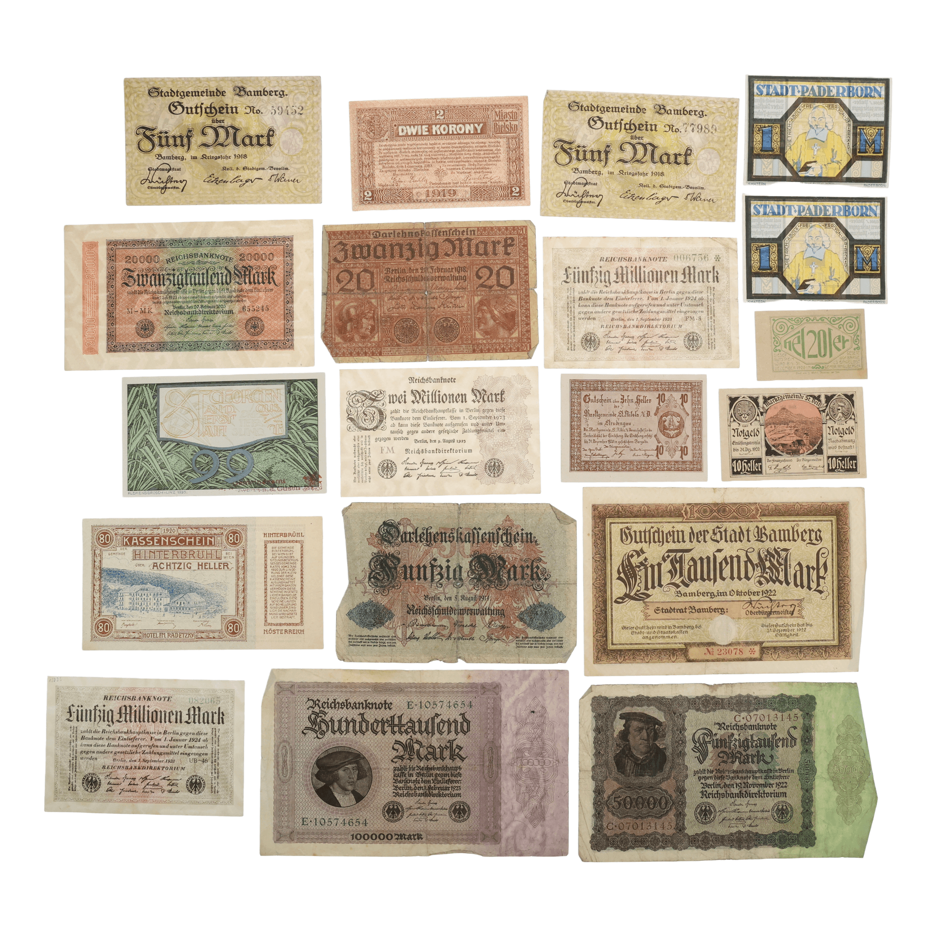 COLLECTION OF EUROPEAN BANKNOTES, APPROX. 34.