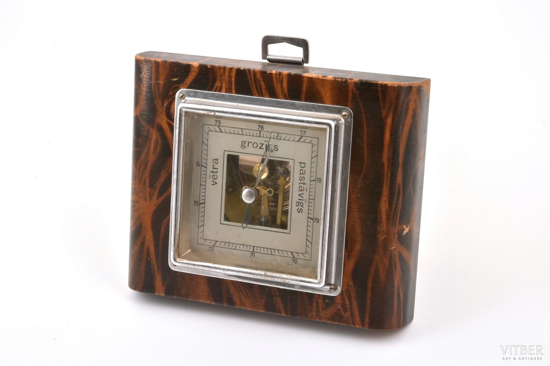 barometer, wood, metal, Latvia, the 20-30ties of 20th cent., 12.8 x 16 x 4.2 cm