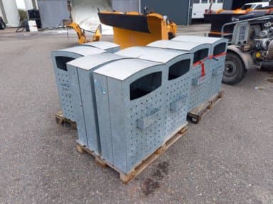 Have- og landskabsudstyr Galvaniseret skraldespand med aflåst box. 10 stk.