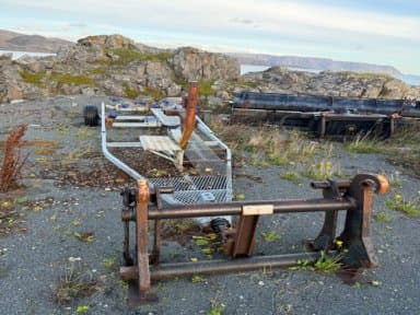 Boat trailer with Volvo tool attachment.