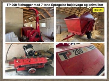 TP 200 PTO Flishugger med 7 tons Spragelse høj/lav tipvogn og knivsliber