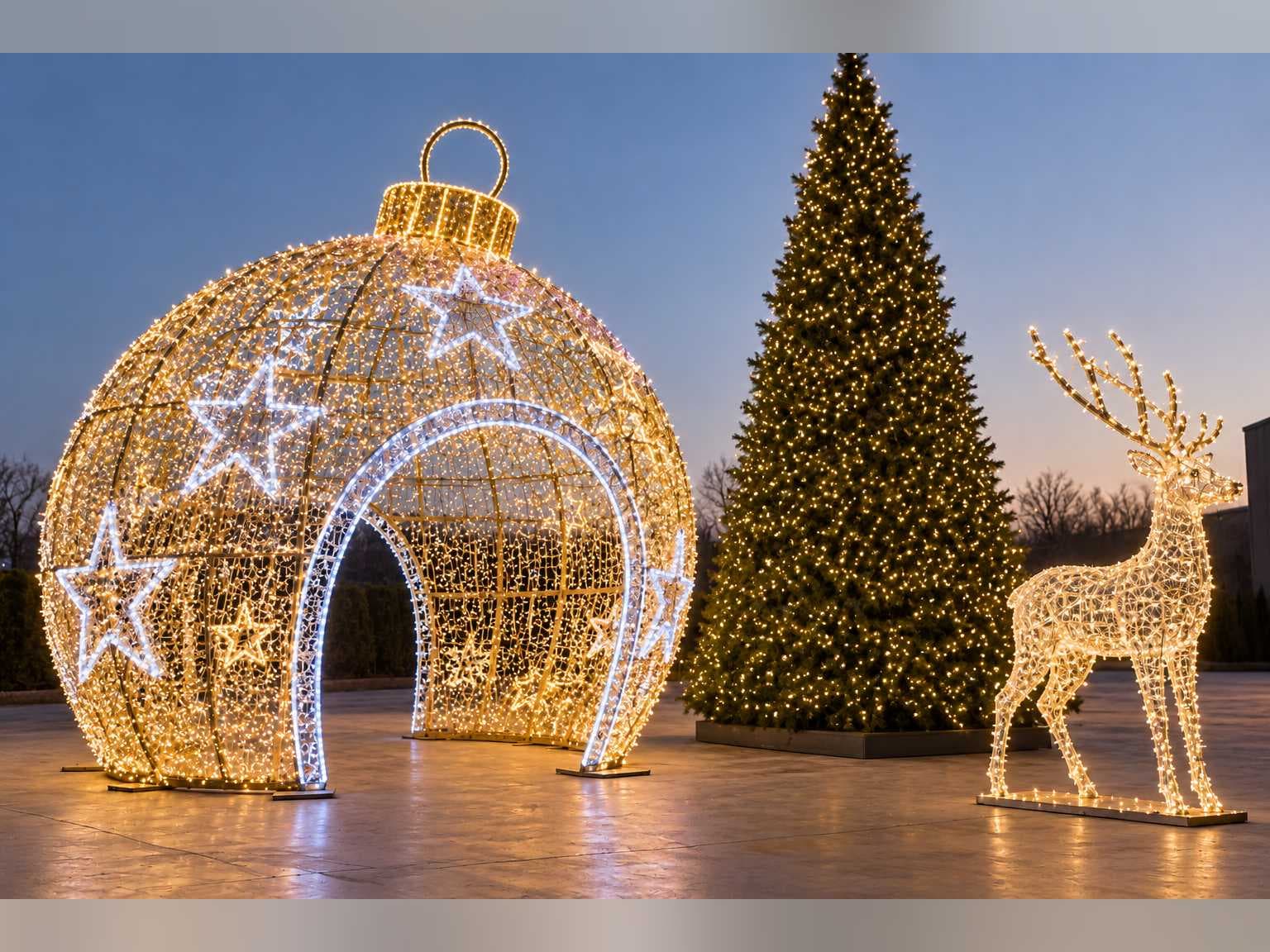 Professional Christmas decorations & event equipment – LED lights, giant trees and large-format decorations