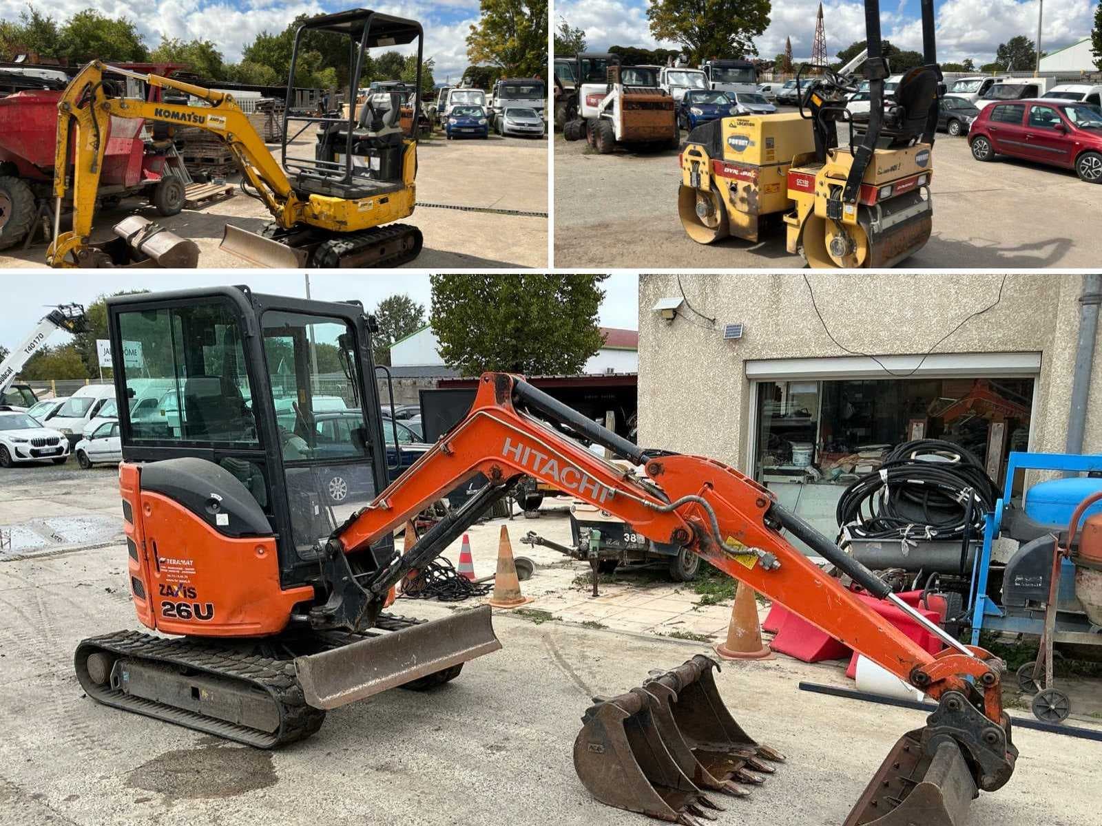 Mini excavators, compactors, dump trucks and construction equipment – Hitachi, Komatsu, Bobcat, Dynapac, Kärcher and Stihl